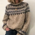 Women's Fair Isle Wool-Effect Chunky Knit Jumper, Khaki, view 1