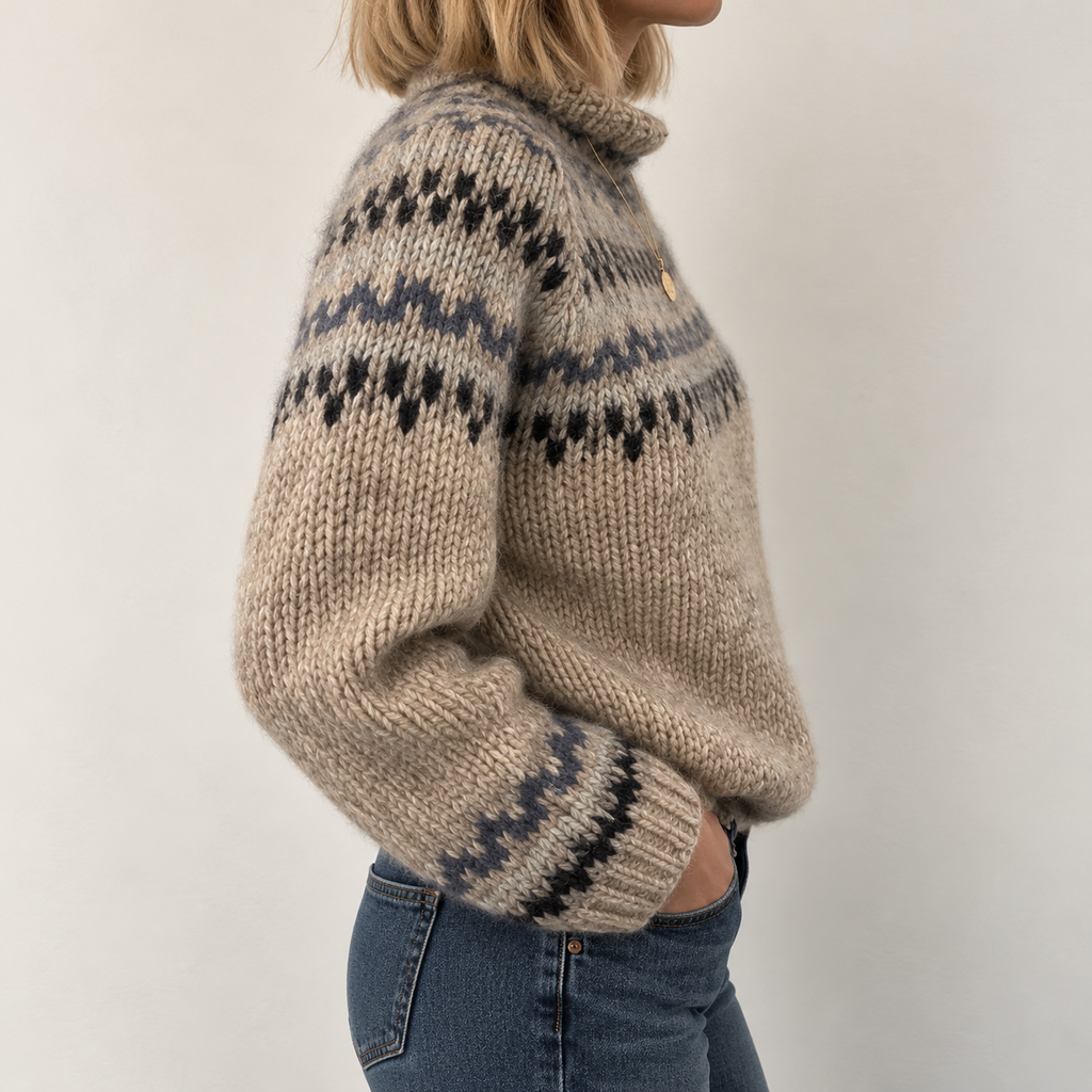 Women's Fair Isle Wool-Effect Chunky Knit Jumper, view 2