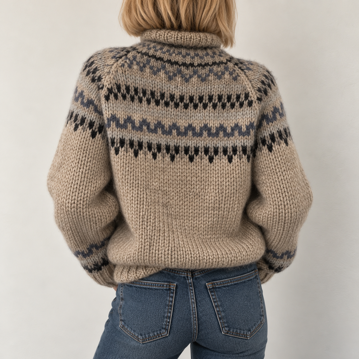 Women's Fair Isle Wool-Effect Chunky Knit Jumper, view 3