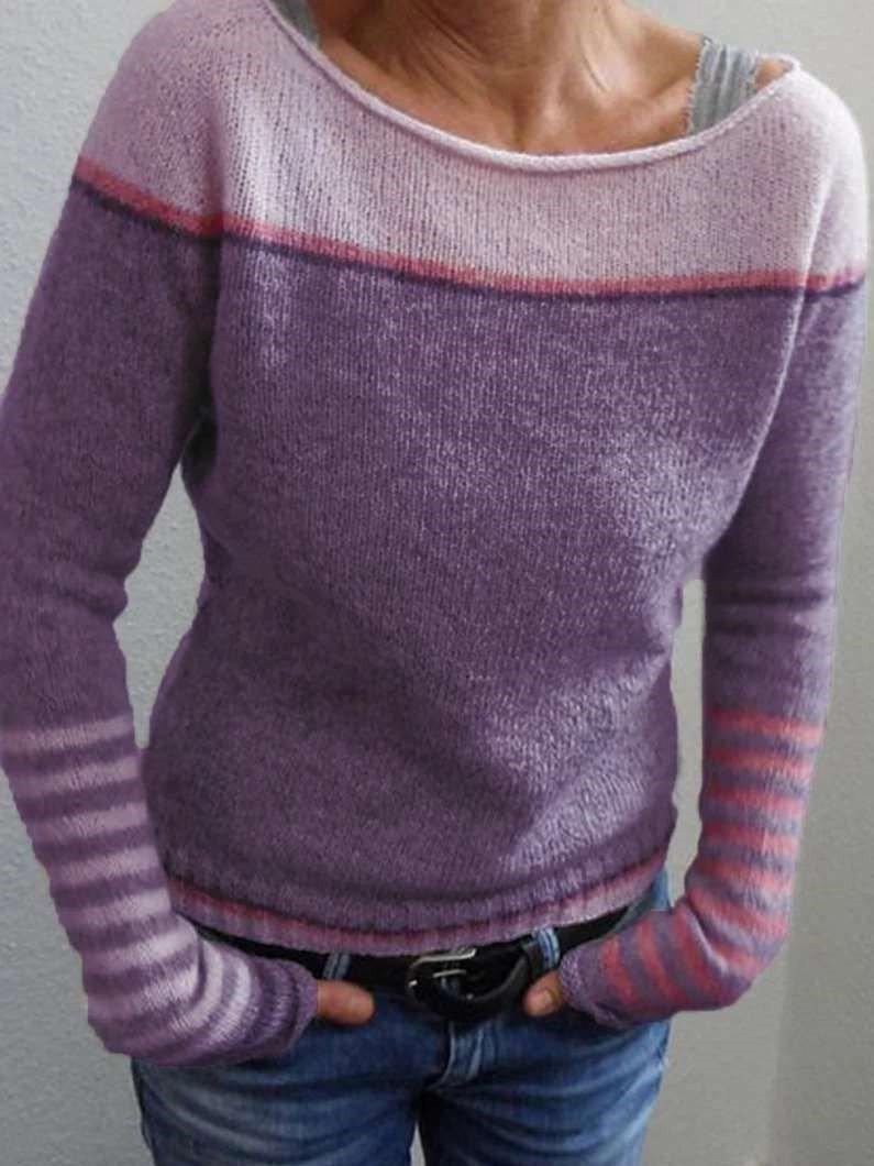 Women's Fine Knit Jumper with Contrast Shoulder Panel, Purple, view 3