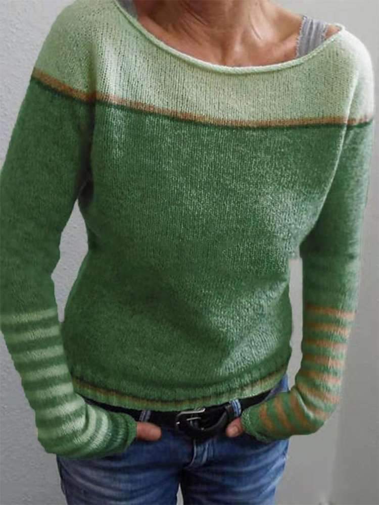 Women's Fine Knit Jumper with Contrast Shoulder Panel, Green, view 4