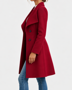 Women's Fitted Coat with Draped Collar and Flared Skirt, view 2