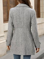 Women's Fitted Herringbone Coat with Shaped Waist, view 3
