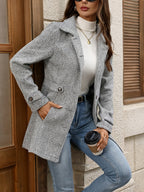 Women's Fitted Herringbone Coat with Shaped Waist, view 4