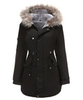 Women's Fleece-Lined Parka with Faux-Fur Hood Trim, Black, view 1