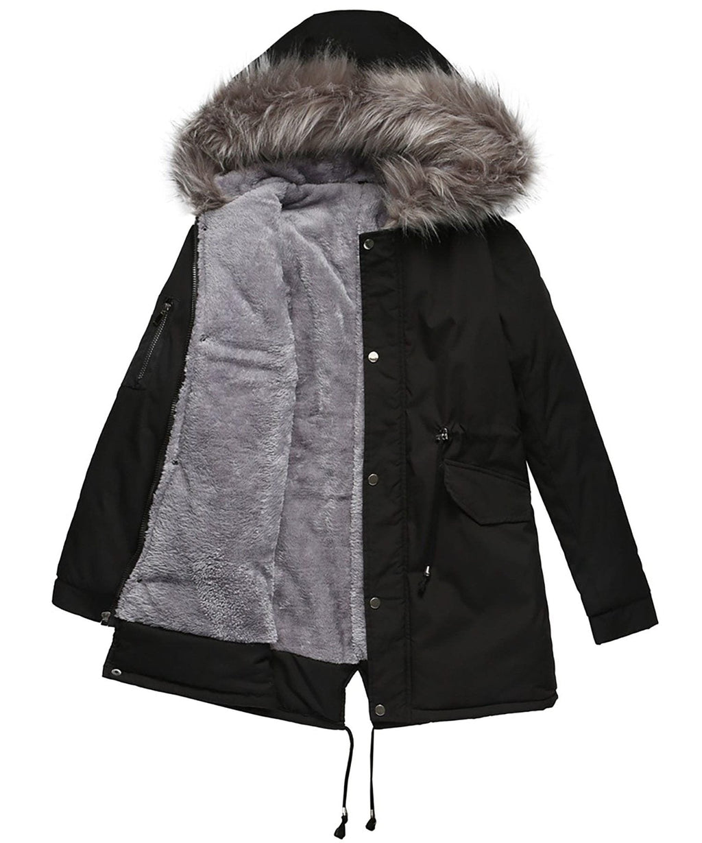 Women's Fleece-Lined Parka with Faux-Fur Hood Trim, view 2