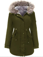 Women's Fleece-Lined Parka with Faux-Fur Hood Trim, Green, view 4