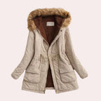 Women's Fleece-Lined Parka with Trimmed Hood, Khaki, view 5
