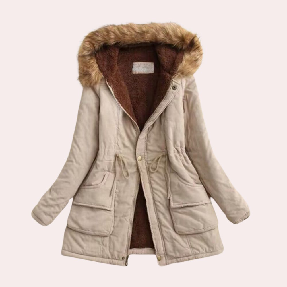 Women's Fleece-Lined Parka with Trimmed Hood, Khaki, view 5