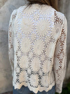 Women's Floral Crochet Lace Cardigan with Scalloped Hem, view 6