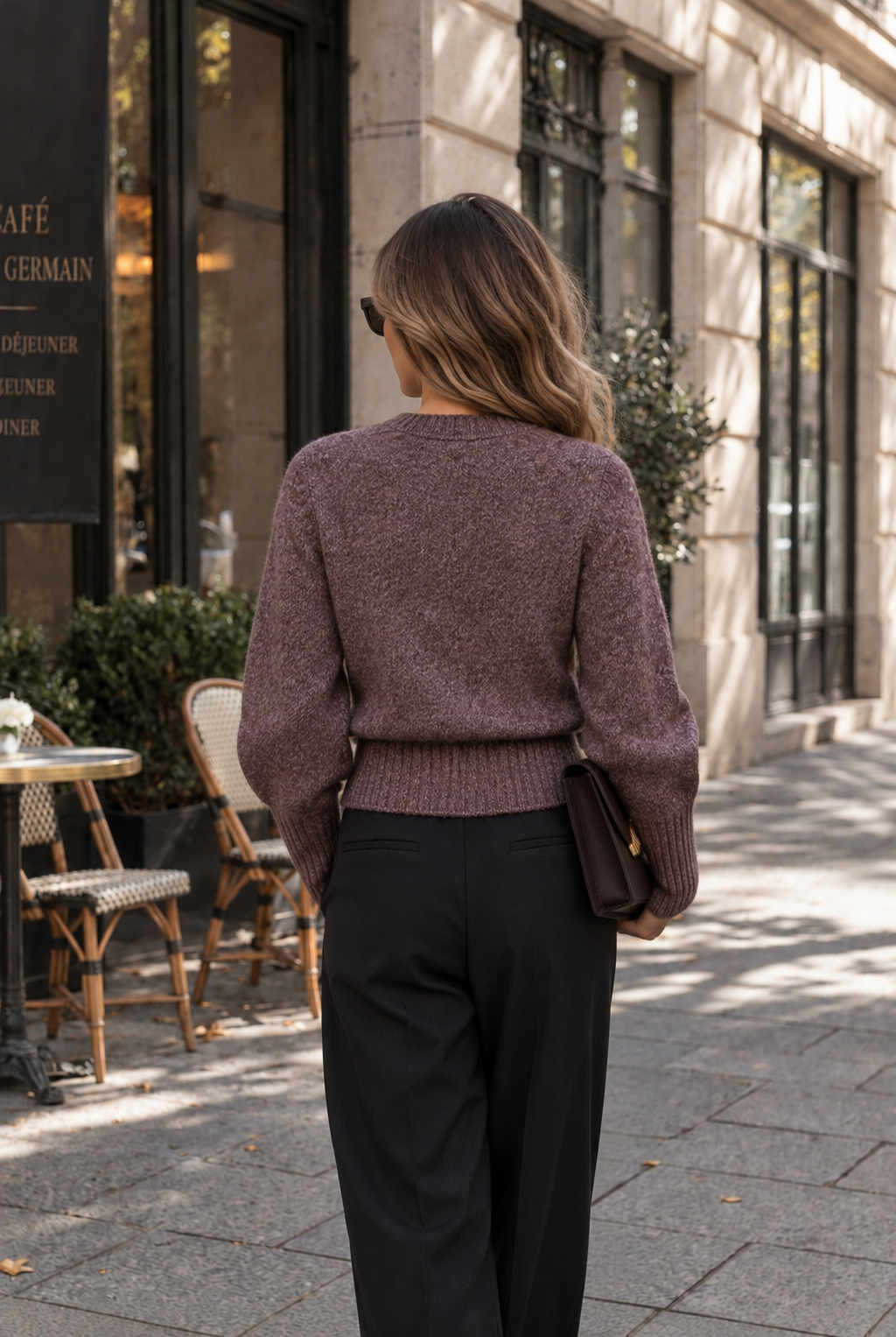 Women's Fluffy Henley Jumper with Gold Crest Buttons, view 3