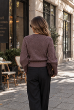 Women's Fluffy Henley Jumper with Gold Crest Buttons, view 3