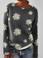 Women's Fluffy Knit Jumper with Wide Round Neckline, Dark Grey, view 9