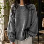 Women's Fluffy Oversized Jumper with Dropped Shoulders, Grey, view 1
