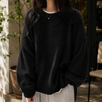 Women's Fluffy Oversized Jumper with Dropped Shoulders, Black, view 2