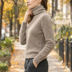 Women's Fluffy Turtleneck Jumper with Ribbed Cuffs, view 2