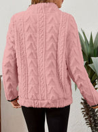 Women's Half Zip Fleece Pullover with Kangaroo Pocket and Textured Finish, view 6