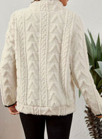 Women's Half Zip Fleece Pullover with Kangaroo Pocket and Textured Finish, view 8