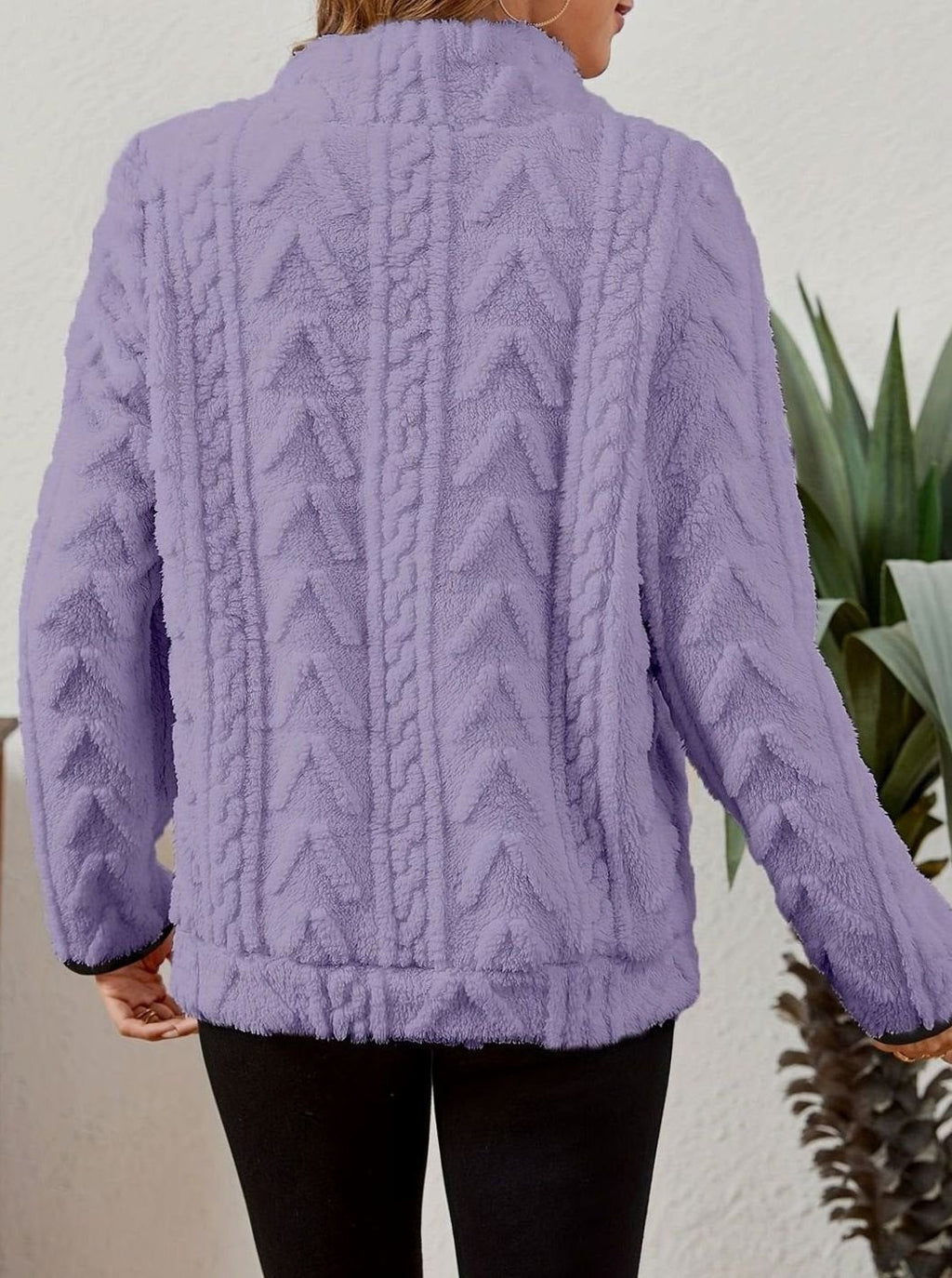 Women's Half Zip Fleece Pullover with Kangaroo Pocket and Textured Finish, view 12