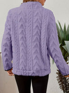 Women's Half Zip Fleece Pullover with Kangaroo Pocket and Textured Finish, view 12