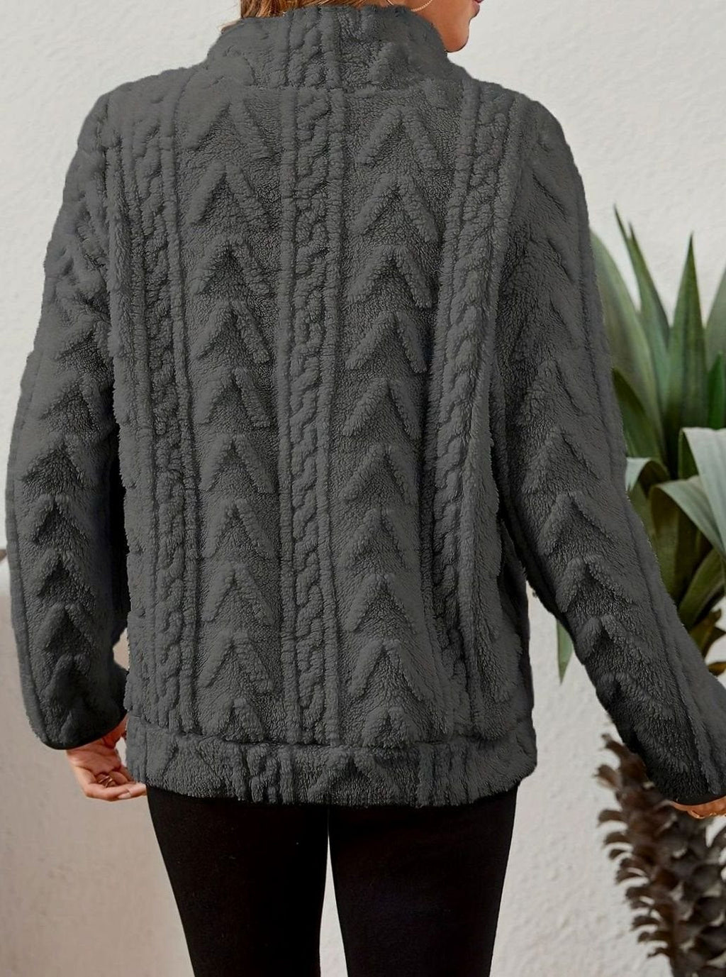 Women's Half Zip Fleece Pullover with Kangaroo Pocket and Textured Finish, view 14