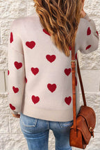 Women's Heart Print Jumper with Crew Neck, view 3