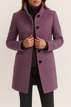 Women's High-Neck Coat with Patch Pockets, Lilac, view 6