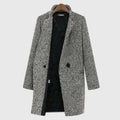 Women's Houndstooth Coat with Printed Quilted Lining, Grey, view 1