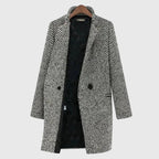 Women's Houndstooth Coat with Printed Quilted Lining, Grey, view 1