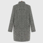 Women's Houndstooth Coat with Printed Quilted Lining, view 2