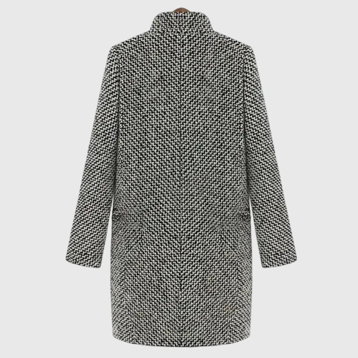 Women's Houndstooth Coat with Printed Quilted Lining, view 2
