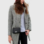 Women's Houndstooth Coat with Printed Quilted Lining, view 3