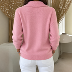 Women's Knit Zip-Up Cardigan with Wide Collar, view 2