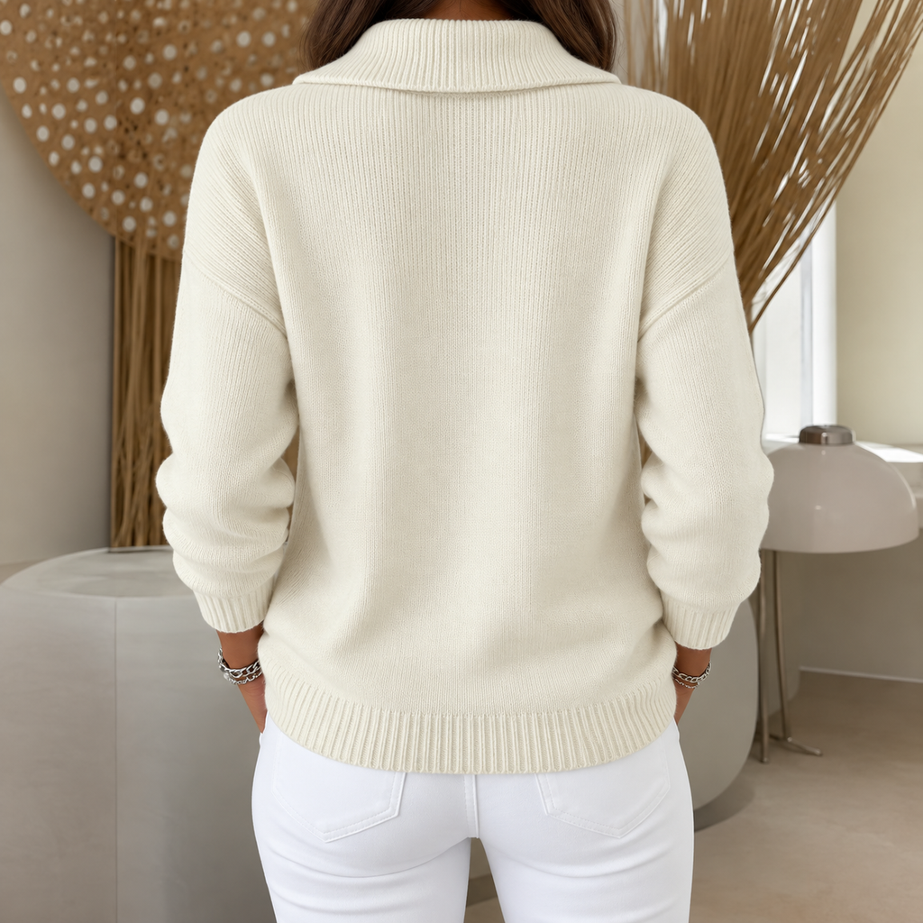 Women's Knit Zip-Up Cardigan with Wide Collar, view 4