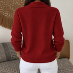 Women's Knit Zip-Up Cardigan with Wide Collar, view 6