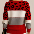 Women's Leopard Print Colour Block Knit Jumper, view 7