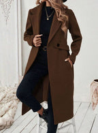 Women's Longline Coat with Buttoned Belt Detail, view 6