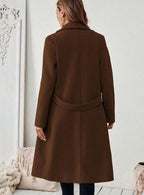 Women's Longline Coat with Buttoned Belt Detail, view 7