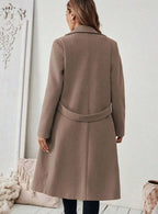 Women's Longline Coat with Buttoned Belt Detail, view 11