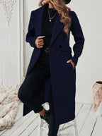 Women's Longline Coat with Buttoned Belt Detail, view 18