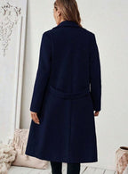 Women's Longline Coat with Buttoned Belt Detail, view 19