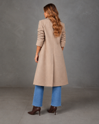 Women's Longline Coat with Gold-Tone Buttons and Side Pockets, view 5