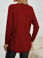 Women's Longline Crew Neck Jumper with Side Bows, view 2