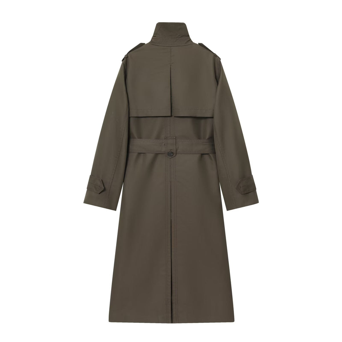 Women's Longline Double-Breasted Trench Coat with Buckle Belt, view 2