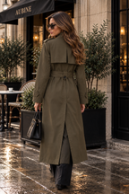 Women's Longline Double-Breasted Trench Coat with Buckle Belt, view 4