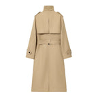 Women's Longline Double-Breasted Trench Coat with Buckle Belt, view 6