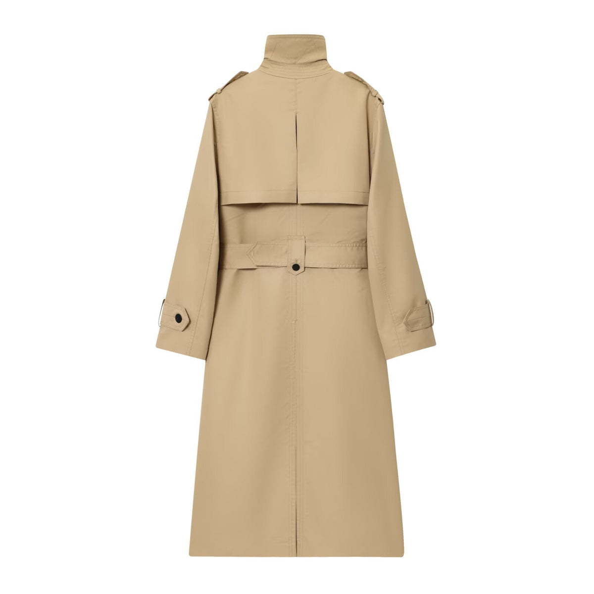 Women's Longline Double-Breasted Trench Coat with Buckle Belt, view 6