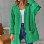 Women's Longline Knit Cardigan with Side Pockets, view 1