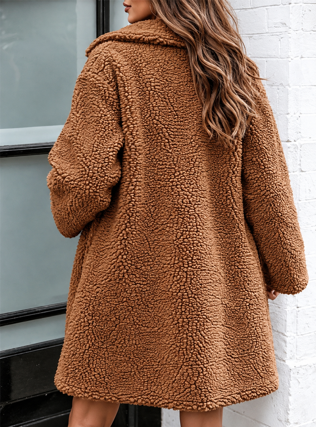 Women's Longline Open-Front Teddy Coat, view 2