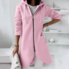 Women's Longline Zip Hoodie with Curved Hem, Pink, view 2